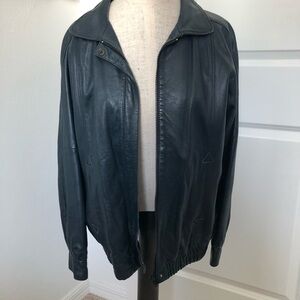 Vintage Lax Navy Blue Leather Jacket